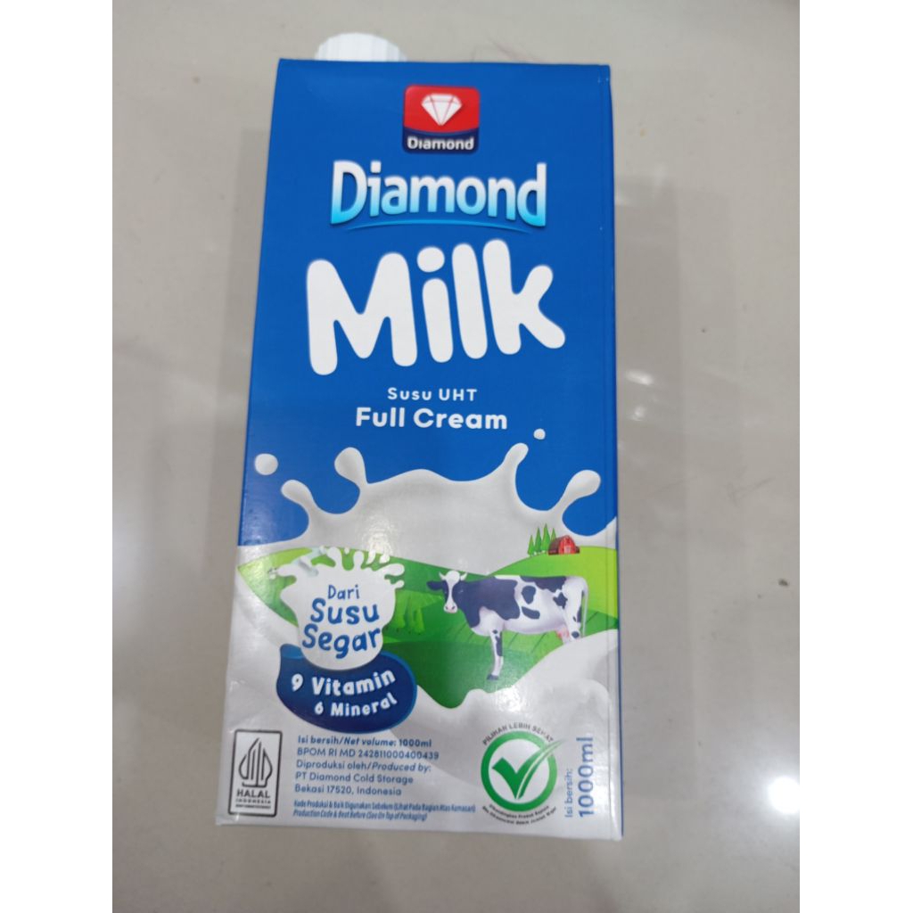 DIAMOND Susu UHT Full Cream Rasa Plain 1L / 1000ml