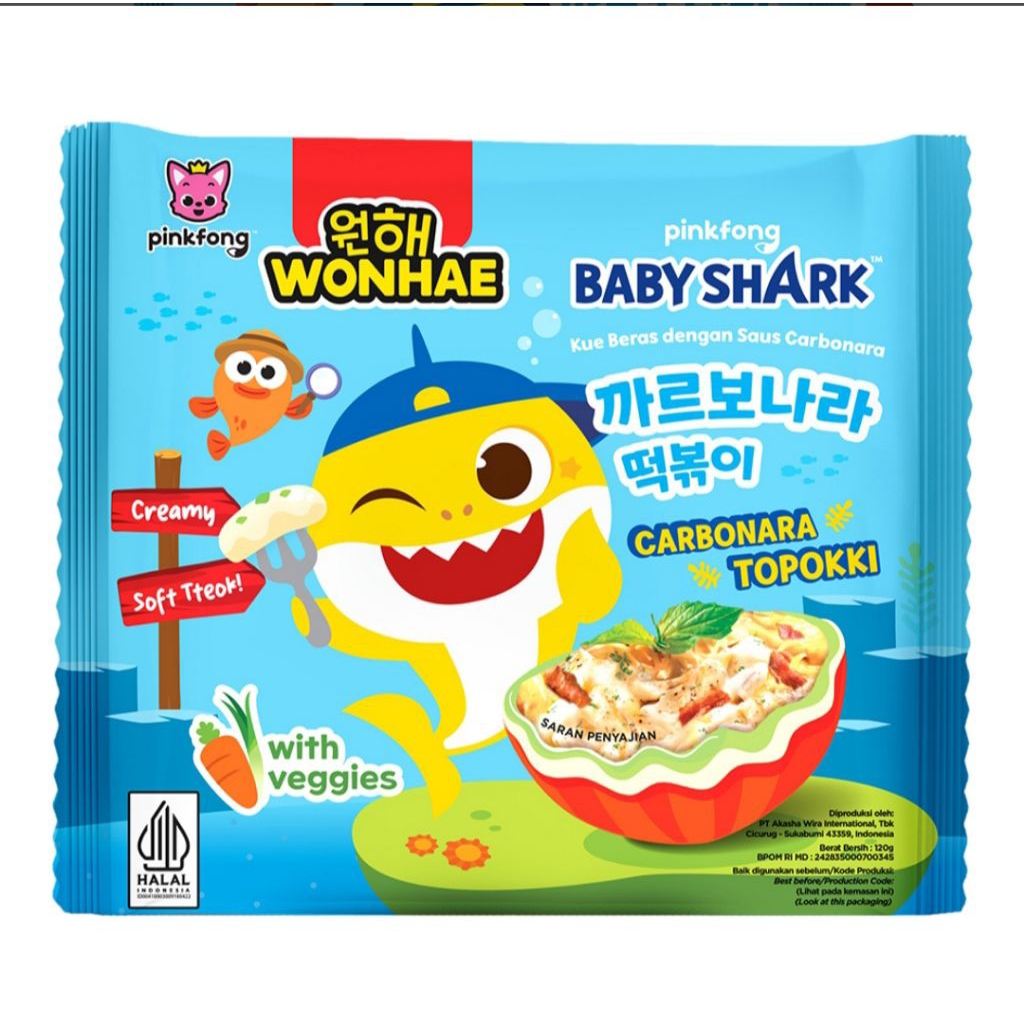 

Topokki Babyshark Wonhae Carbonara Toppoki Topokki Kids 80gr