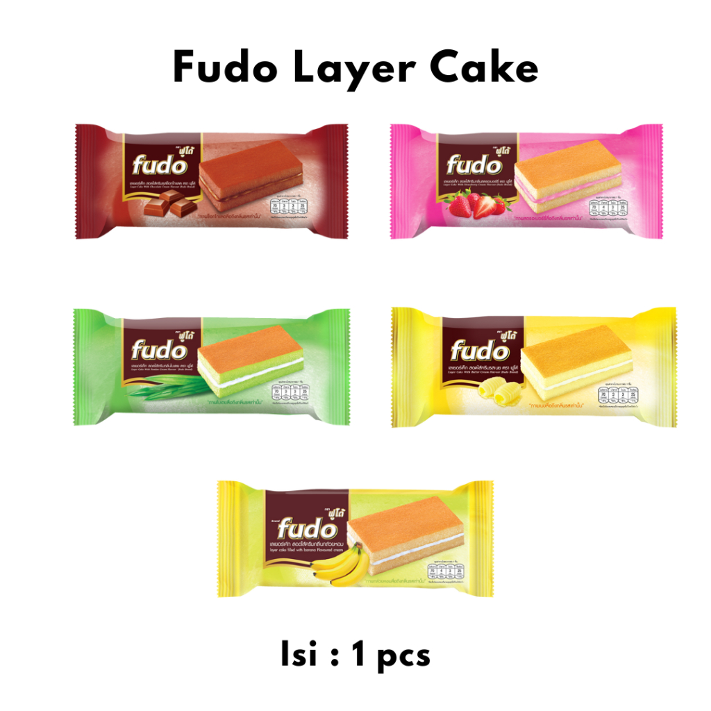 

FUDO LAYER CAKE SATUAN (PCS) MINIMAL ORDER 10 PCS CHOCOLATE / PANDAN / BUTTER / BANANA / STRAWBERRY