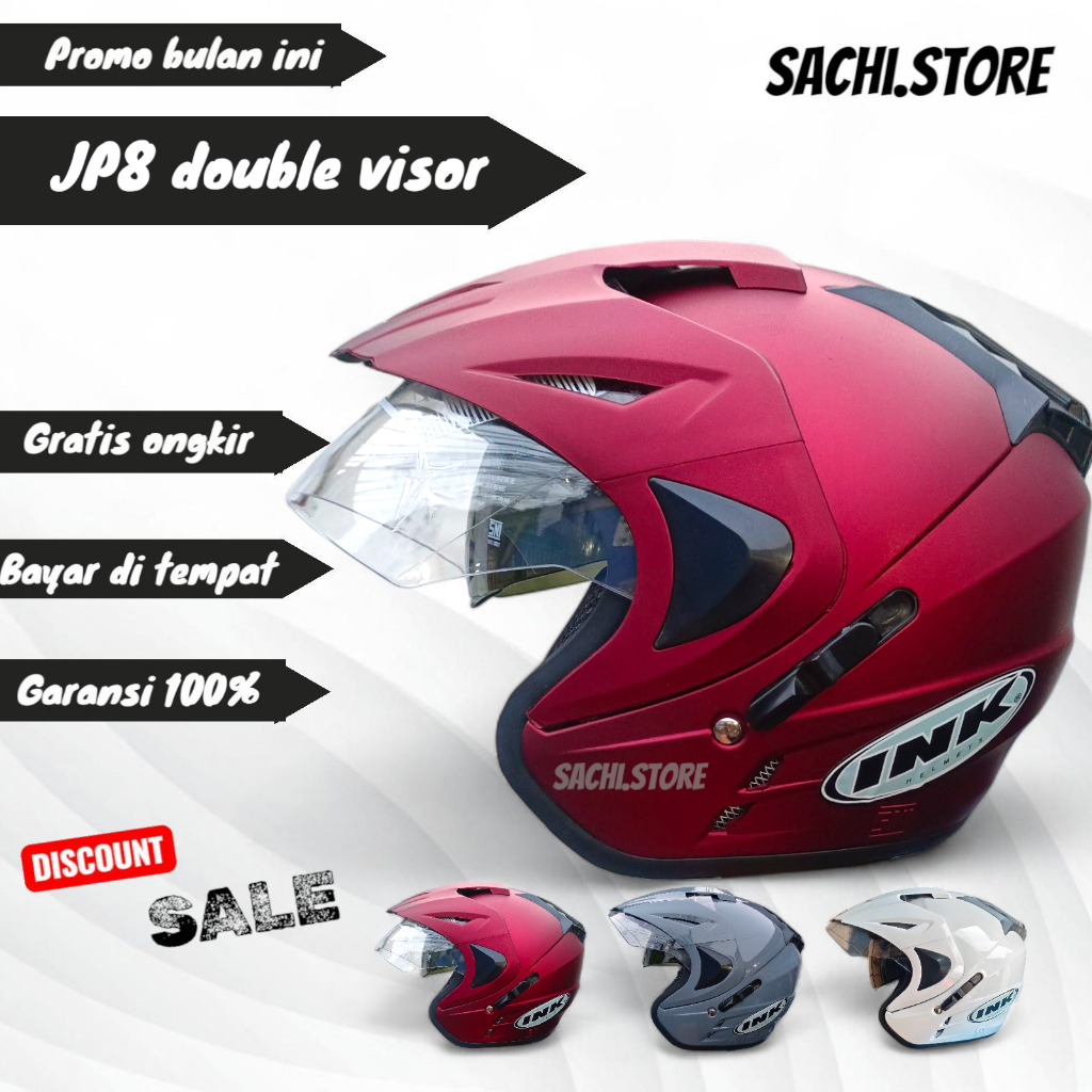 Best Sale Helm Ink Double Visor Jp8 Helm Sni Free Sticker / Helm Jp8 Double Visor ( Bukan Ink Ori )