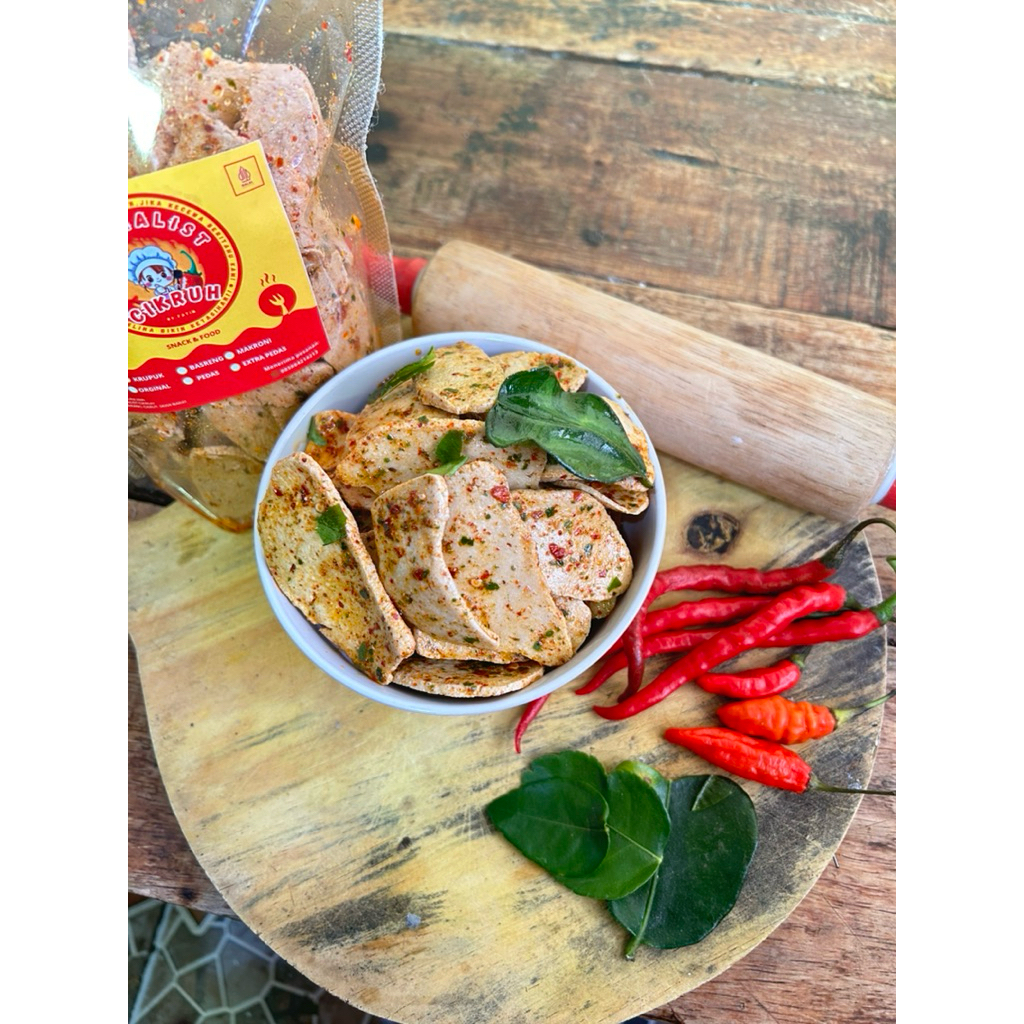 

(spesialist cikruh) basreng chilli oil daun jeruk 1kg keripik basreng