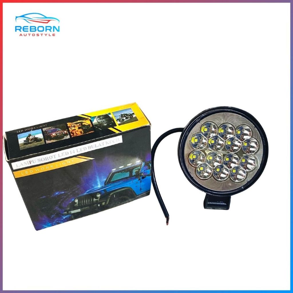 BT-5999 Lampu Sorot LED 14 LED Bulat Kecil 8cm Lampu Tembak Lampu Tambahan Mobil-Motor LED