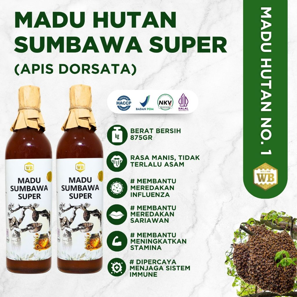 

WB Wild Bee - Bundling 2 Pcs Madu Sumbawa Super / Lebah Apis Dorsata -Wild Bee - Beli 10 Gratis 1