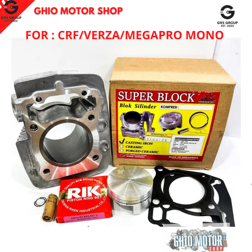 PAKET BORE UP BRT CRF 150 66 & 68MM  /MEGA PRO/VERZA 66 68 mm BLOK PISTON BRT CRF 150 VERZA MEGAPRO/
