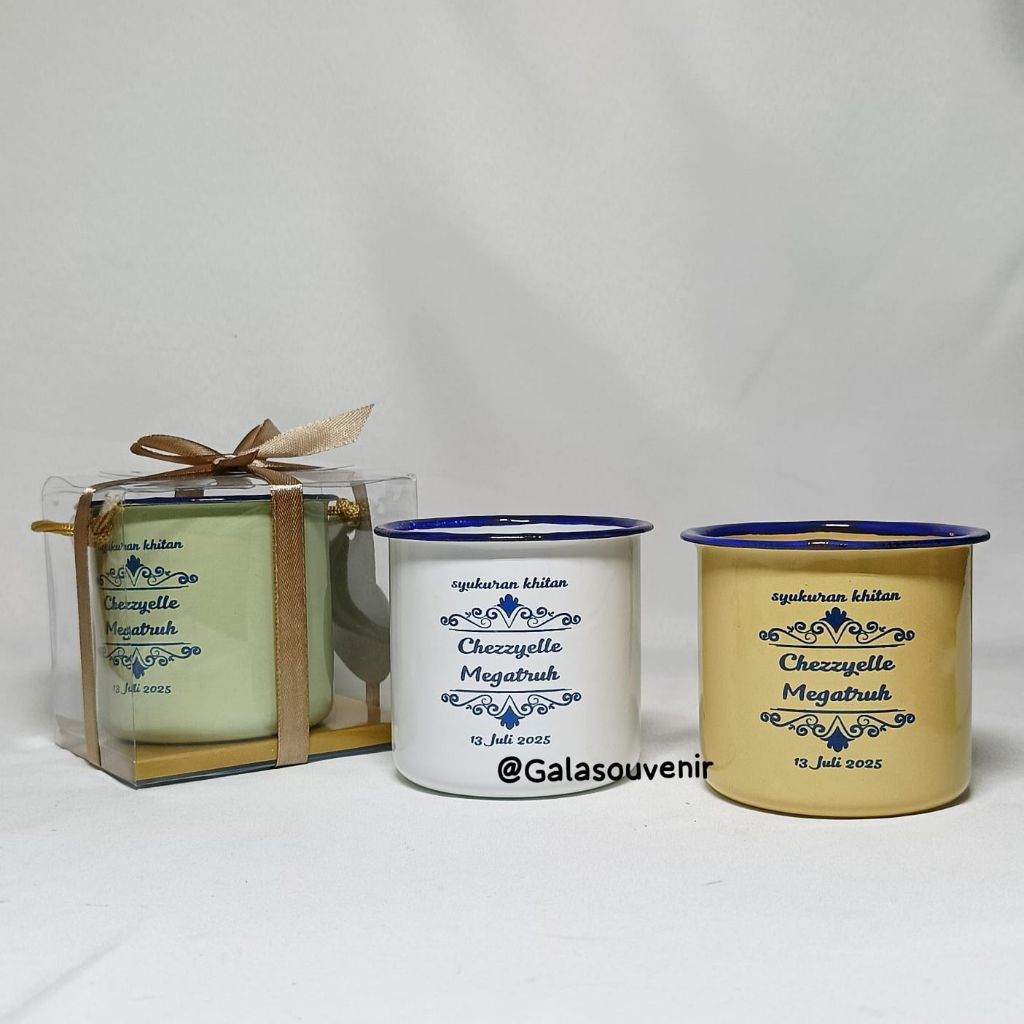 SOUVENIR GELAS JADUL / GELAS ENAMEL / GELAS SENG KEMAS BOX / KEMAS MIKA