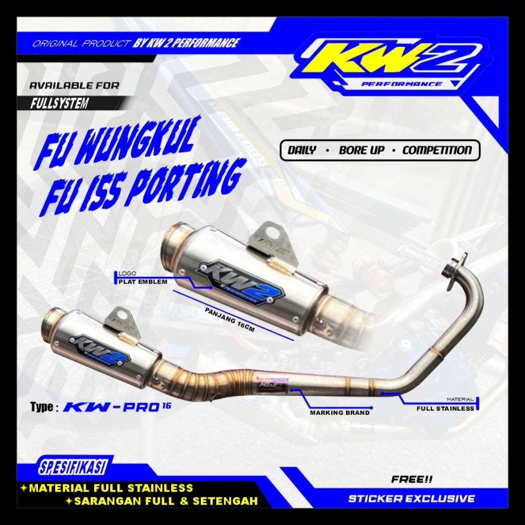 Knalpot Racing FU Wungkul 147cc - FU Porting 155cc original KW2 Performance Exhaust