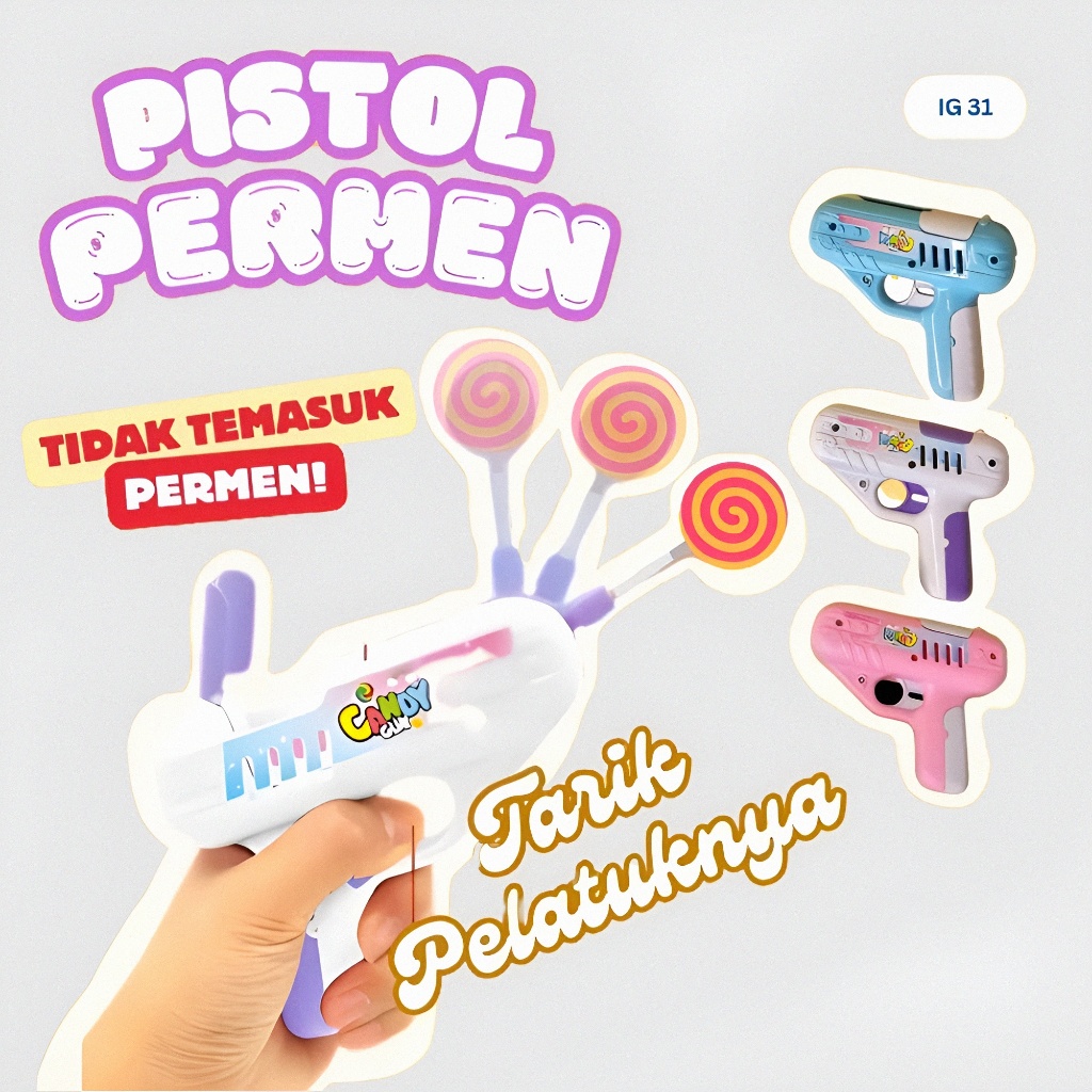 Smile - Mainan PISTOL PERMEN LOLIPOP Mainan Baru Candy Gun Kotak Penyimpanan Permen Lollipop Gun
