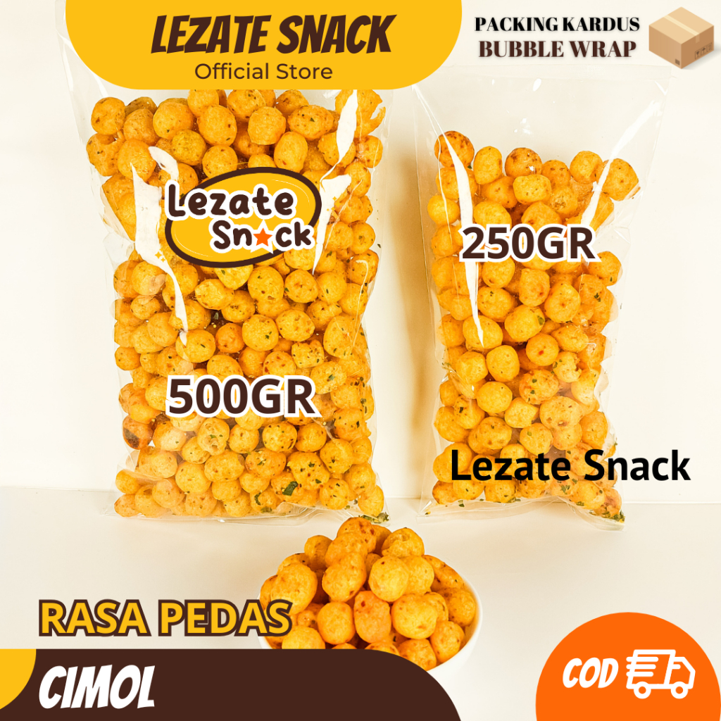 Cimol Kering Pedas 500GR Murah Gurih Kiloan Renyah / Cimol Pedas Daun Jeruk Bandung Kripik Cimol Kil