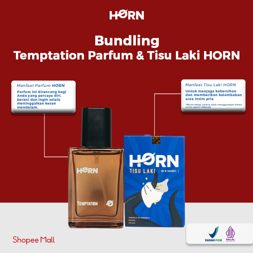 HORN by Dr. Boyke - Bundling Temptation Eau de Parfum 30ml + Tisu Laki