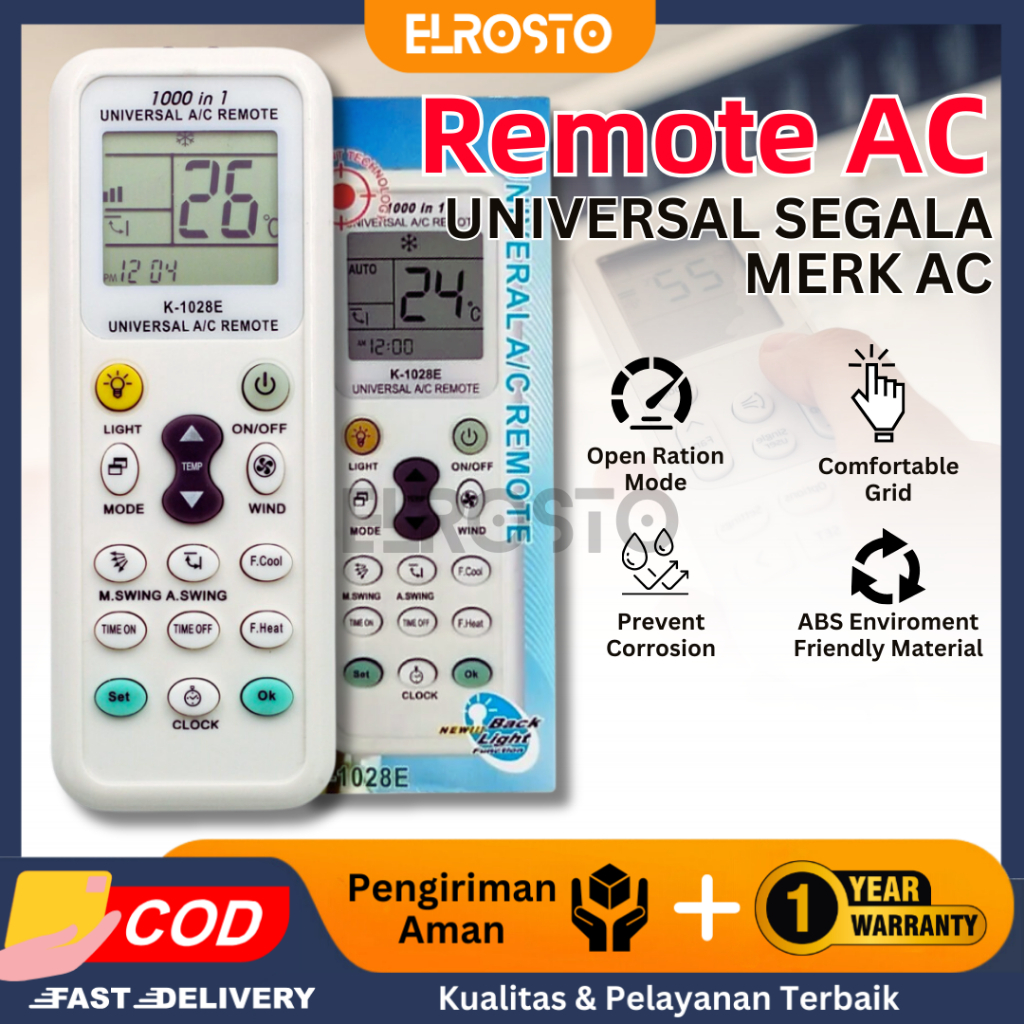 ELROSTO Remote AC UNIVERSAL / multi remote ac, AC remote / remote ac multi