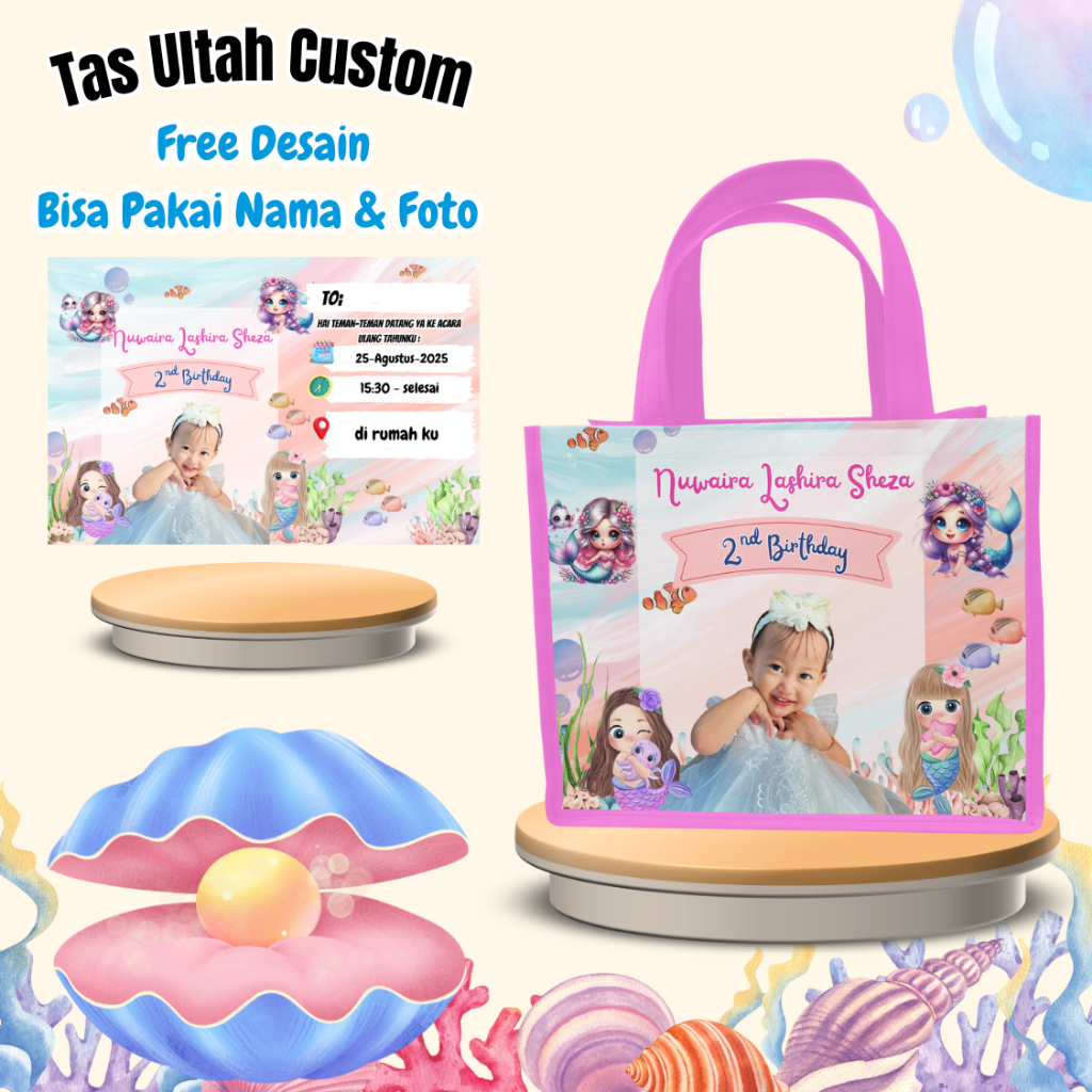 

Paket 40 Pcs Tas & Free Undangan Anak Ulang Tahun Custom Desain Muat Kfc Snack Kain