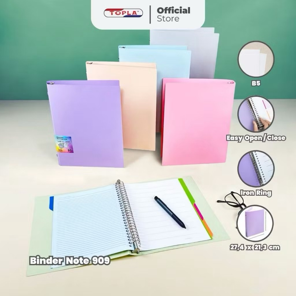 

TOPLA Buku Catatan Topla Binder Note 909 B5 - Warna Pastel, Cocok untuk Sekolah & Kuliah