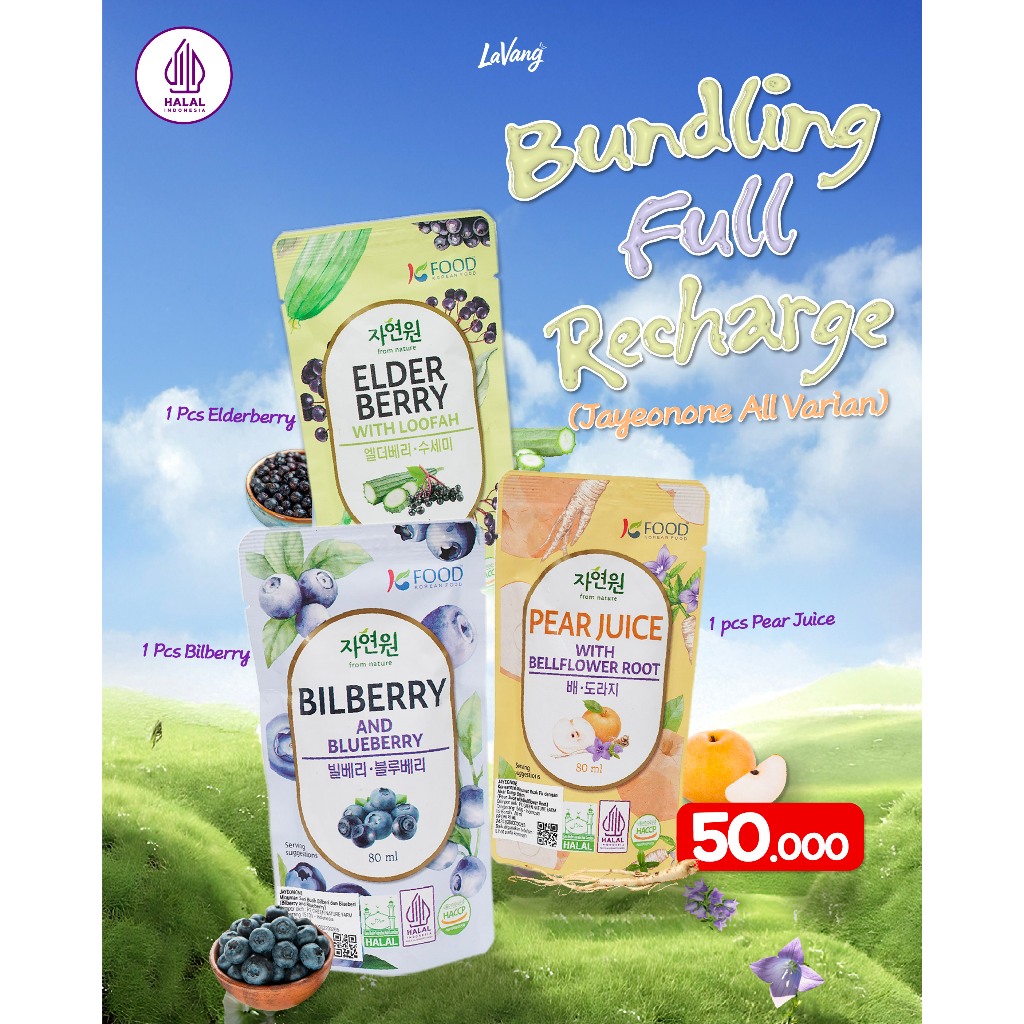 

Paket & Bundling Jayeonone Korean Healthy Pouch Drink Rasa Pear Juice, Elderberry dan Bilberry
