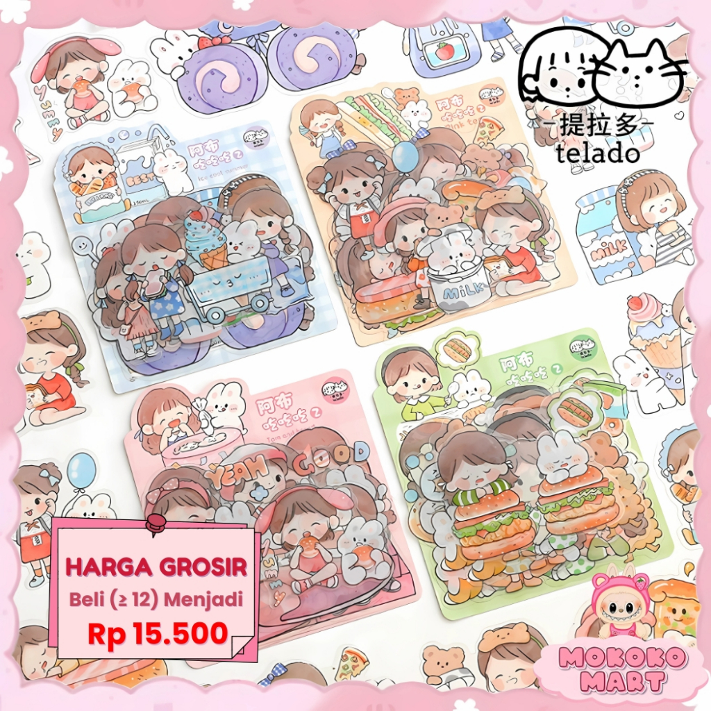 

MM Stiker Set Aesthetic Dekor Tumbrl / Botol DIY Diarybook Telado Breakfast Sticker 27 lembar TLD13