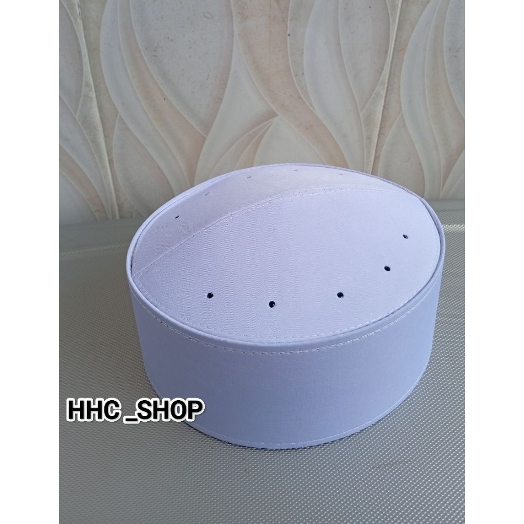 Peci Dewasa Warna Putih Model Batok Haji Polos Keras Bahan Mika Fiber