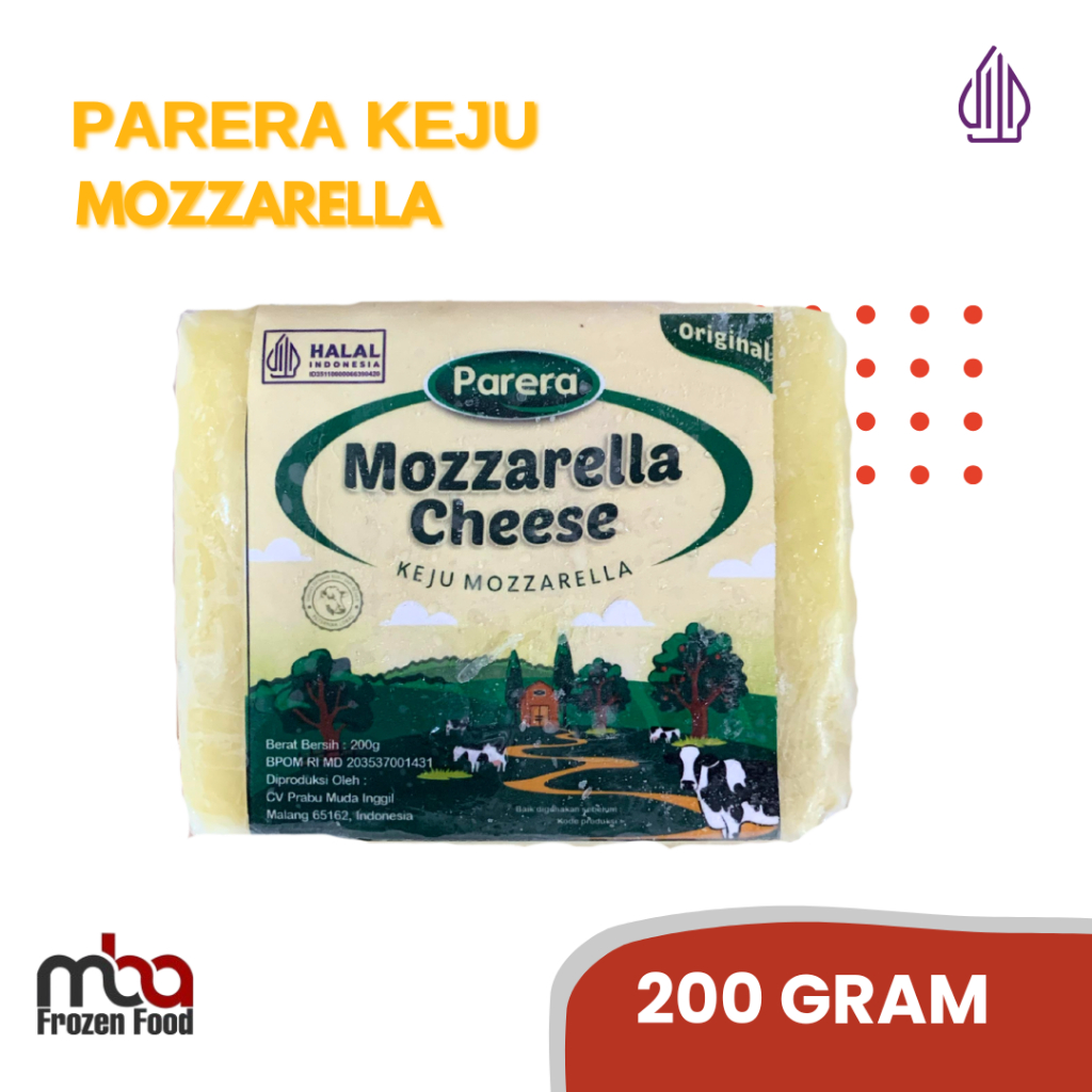 

Parera Mozzarella Cheese / Keju Mozzarella 200 Gram /Keju /Sauskeju /Cheese /Dressing /Salad /Bakaran /Topping /Mayonnaise /Cocolan /Saos /Bumbu /Masakan