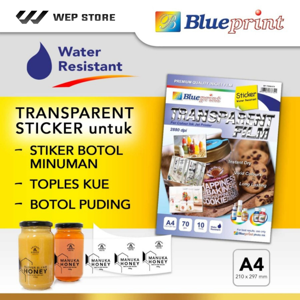 

Blueprint Transparent Film A4 Sticker Transparan Tahan Air Label Transparant Stiker Water Resistant