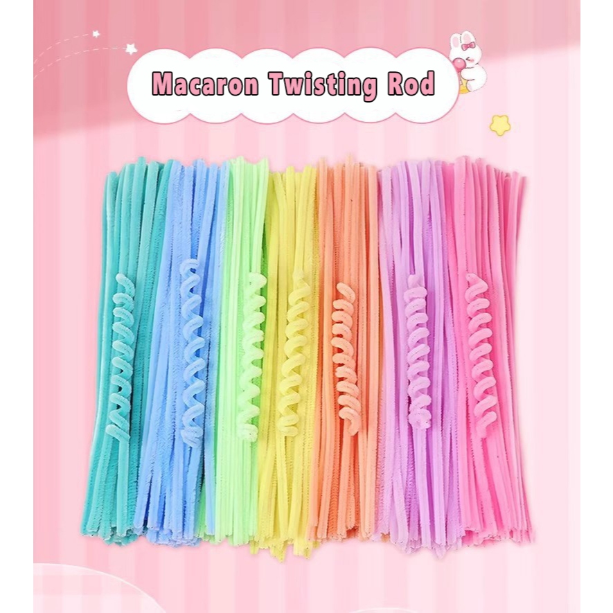 

Macaron color twisted stick gift box set children's handmade diy material package colorful woolen strips hair bows bouquets