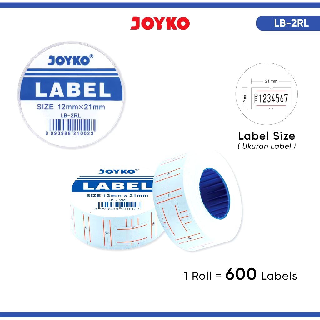 

Joyko LB-2RL | Price Label | Label Harga 1 Baris | Ukuran 12mmX21mm