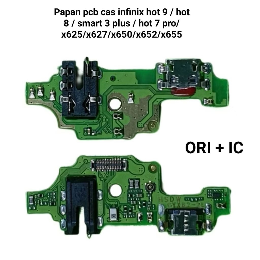 boardcas pcb cas infinix hot 9 / hot 8 / smart 3 plus / hot 7 pro/x625/x627/x650/x652/x655 Papan Cas