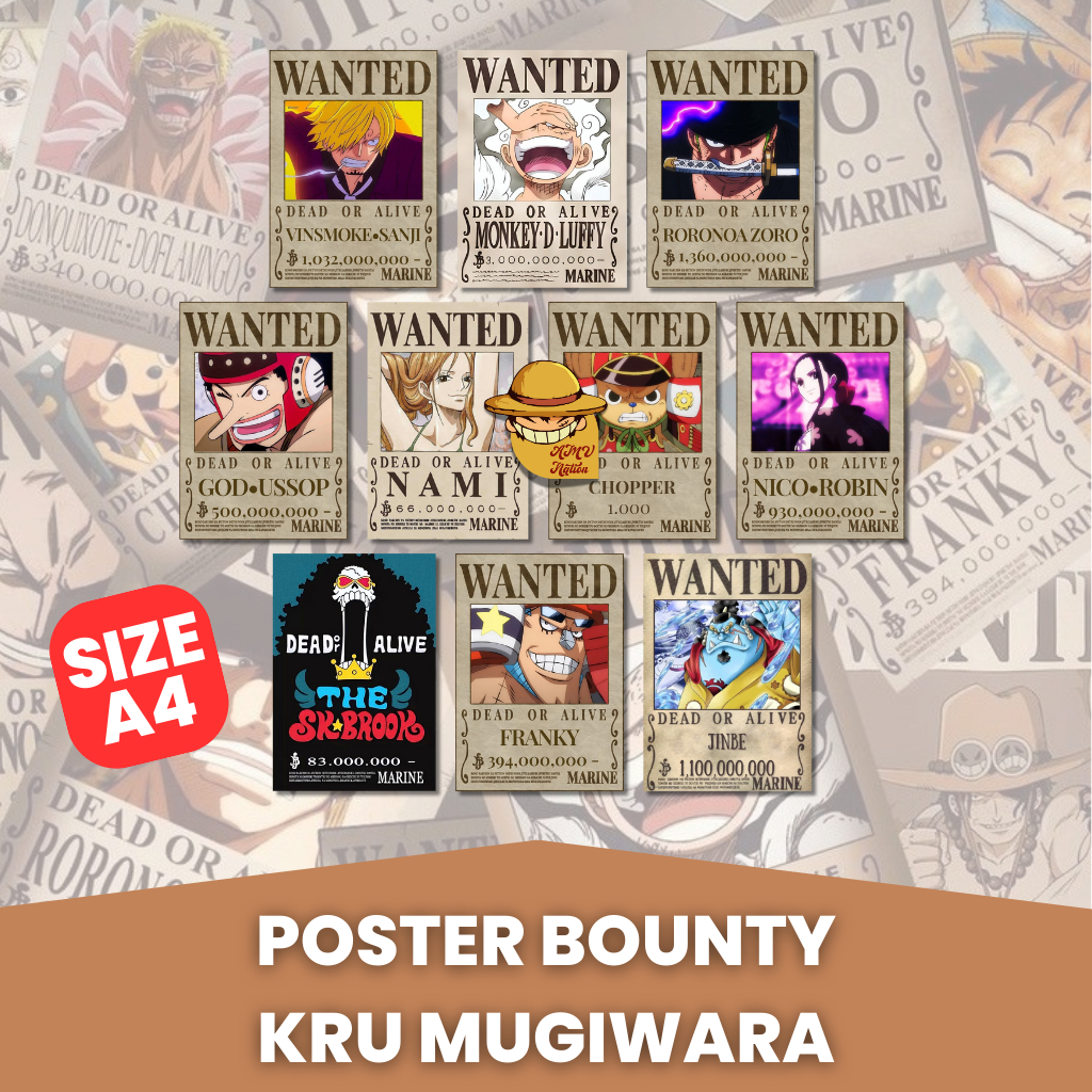 POSTER BOUNTY ONE PIECE II CREW MUGIWARA A4