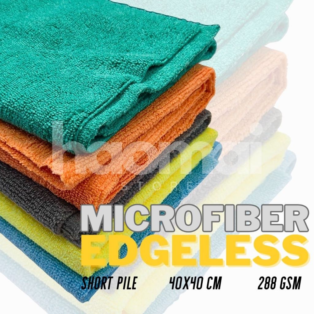 Kain Lap Microfiber Edgeless 40x040cm 288GSM short pile lap microfiber halus serbaguna cuci mobil mo
