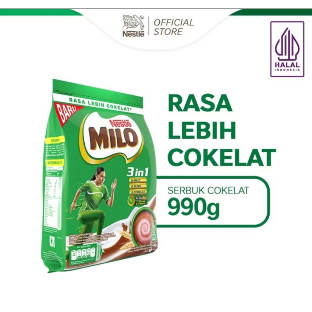 

MILO 3 IN1 990GR Kemasan Pouch