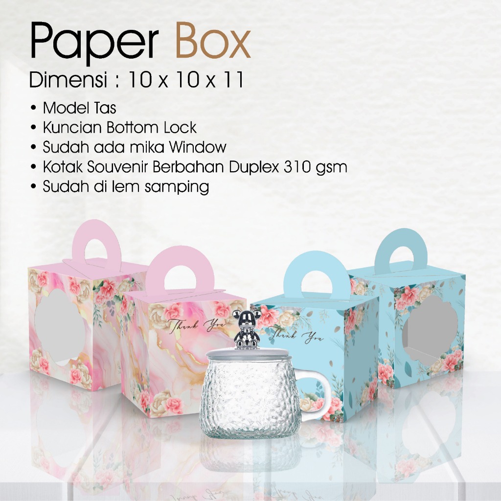 

Paperbox Kemasan Souvenir Mug Uk. 10 x 10 x 11 Berbahan Duplex 310 gsm Full Colour u / Mug & Gelas Beruang