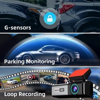 MH - Dash Cam Dual Lens 4K Night Vision Wifi Kamera Mobil Dvr Loop Recording K8