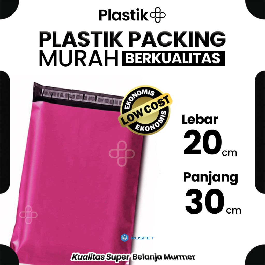 

Amplop Plastik Polymailer Pink 20cm x 30cm Low Cost Plastic Packing Polos Online shop Rusfet Murah