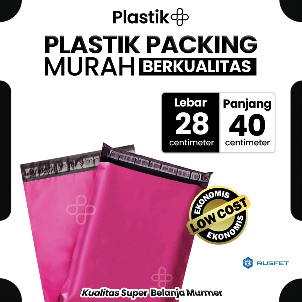 

Amplop Plastik Polymailer Pink 28cm x 40cm Low Cost Plastic Packing Polos Online shop Rusfet Murah