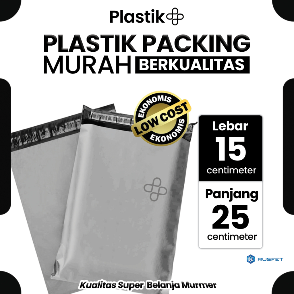 

Amplop Plastik Polymailer Gray 15cm x 25cm Abu-Abu LOW COST Plastic Packing Polos Online shop Rusfet