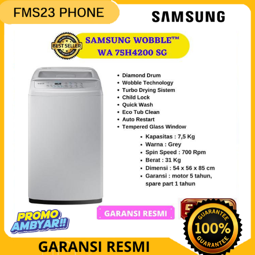 MESIN CUCI SAMSUNG - WA75H4200SG - Mesin Cuci 7.5kg Top Load GARANSI RESMI