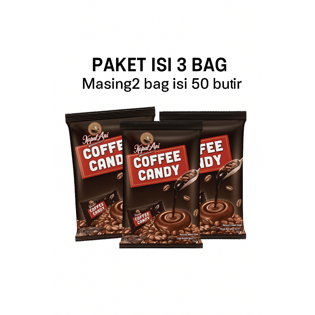 

(3 BAG) COFFEE CANDY Kapal Api permen kopi 1 bag isi 50 butir