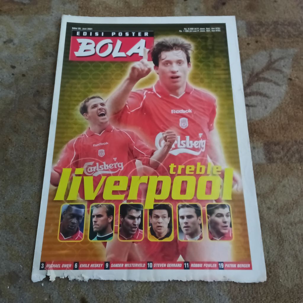 Majalah Tabloid Bola Edisi Poster BEP 25 Juni 2001 treble Liverpool