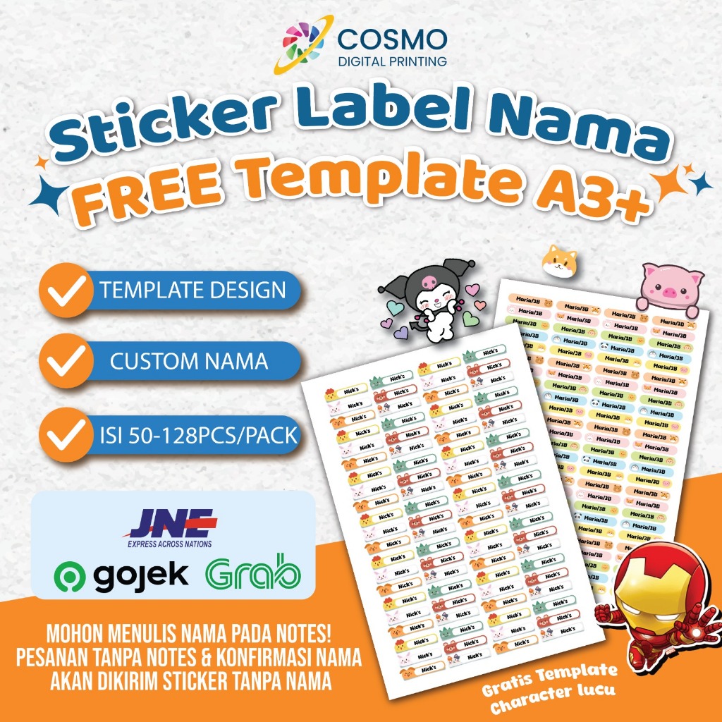 

Cetak Sticker Label Nama Anak - CETAK KILAT 1 HARI JADI - SUDAH KISS CUT