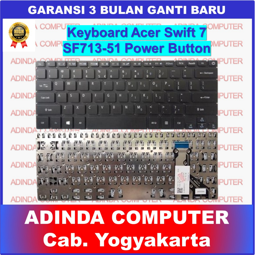 Keyboard Acer Swift 7 SF713-51 SF713-51-M51W SF714-51 SF714-52 Tombol Power