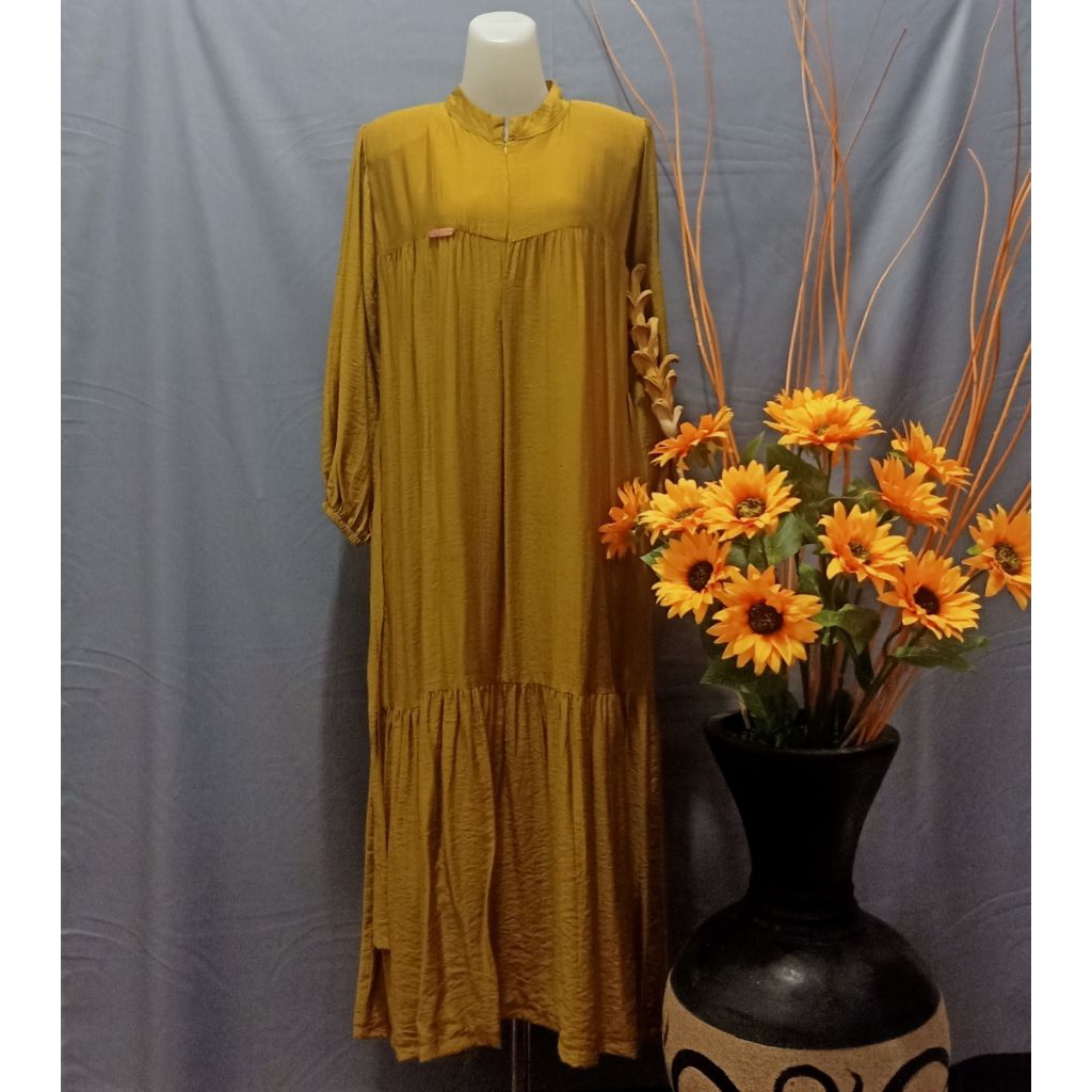 Gamis Crinkle Midi Terbaru || Gamis Crinkle Kekinian Model Midi