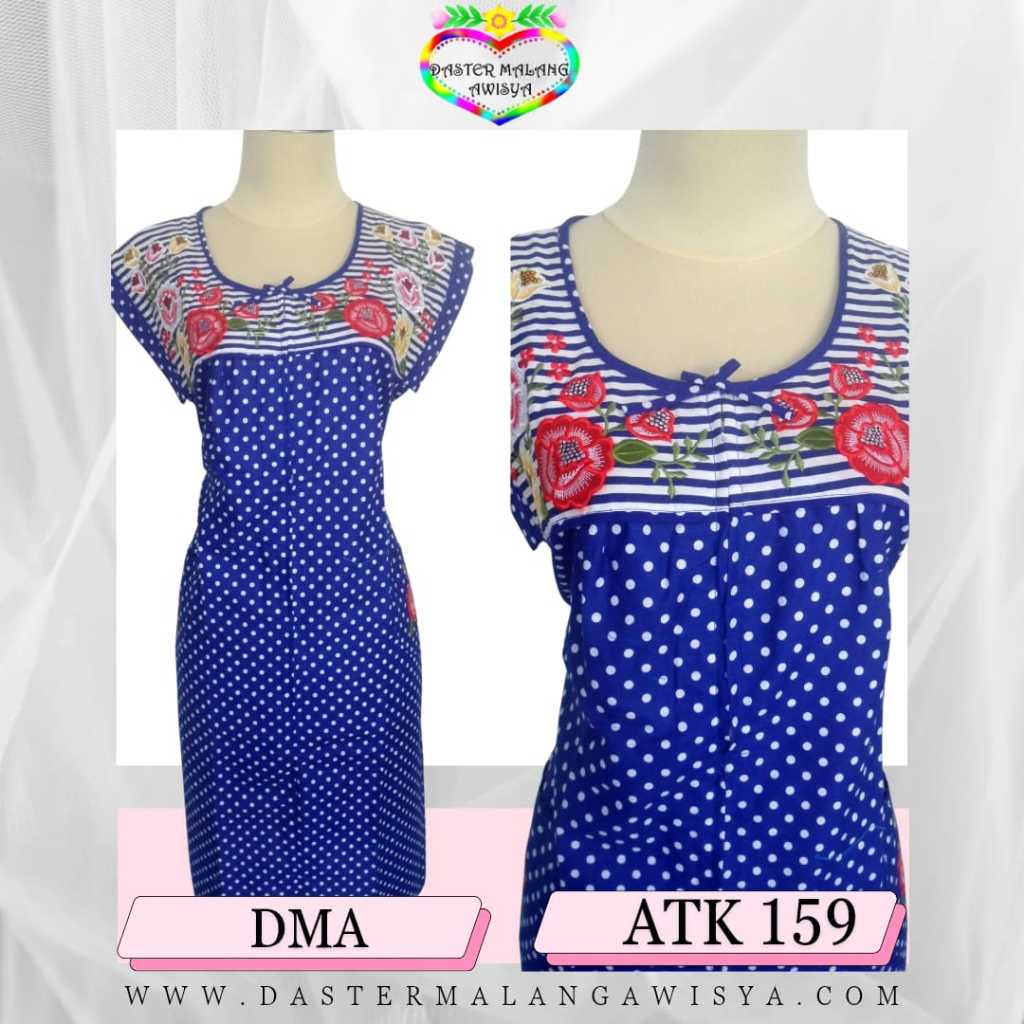 ATK 159 L Daster Katun Tangan Kecil Bordir Malang Awisya