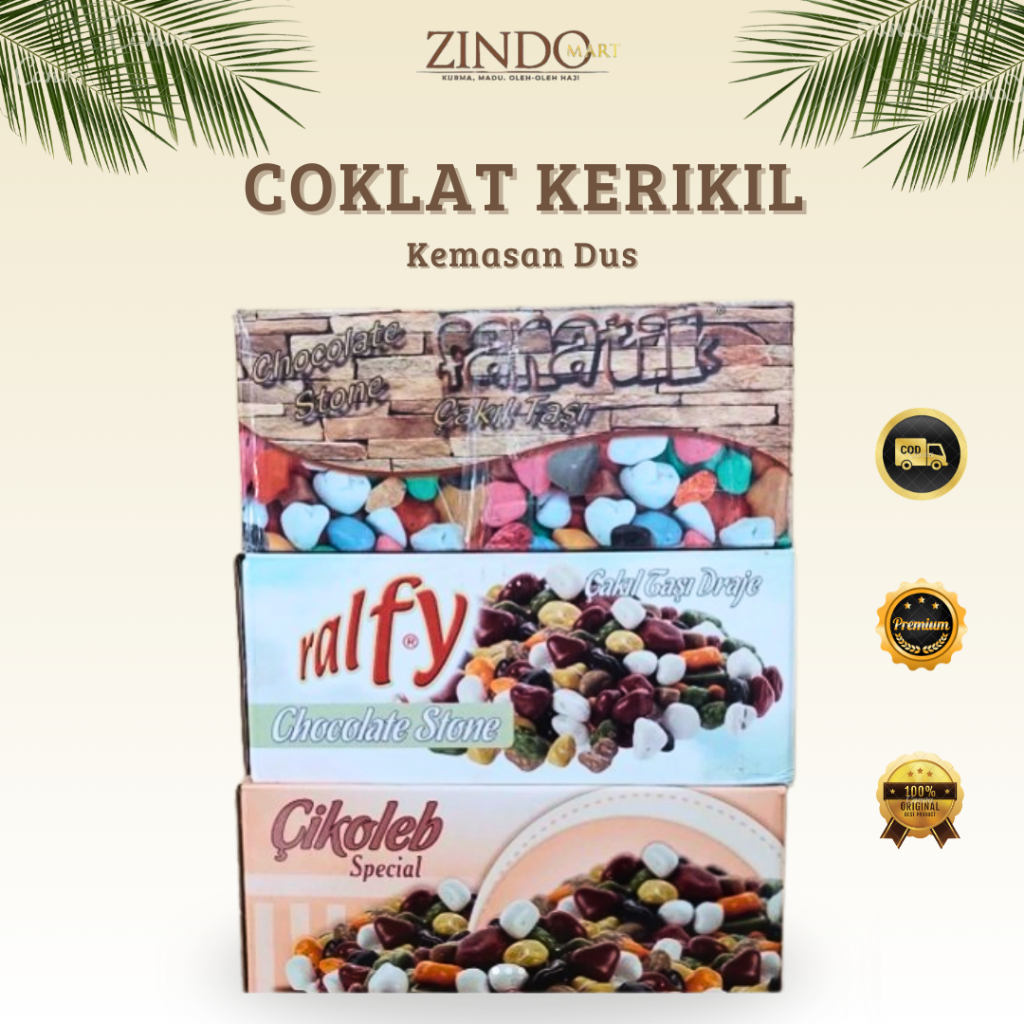 

COKLAT KERIKIL 5KG /CHOCOLATE STONE FANATIK CIKOLEB/COKELAT BATU KEMASAN DUS OLEH-OLEH HAJI UMROH