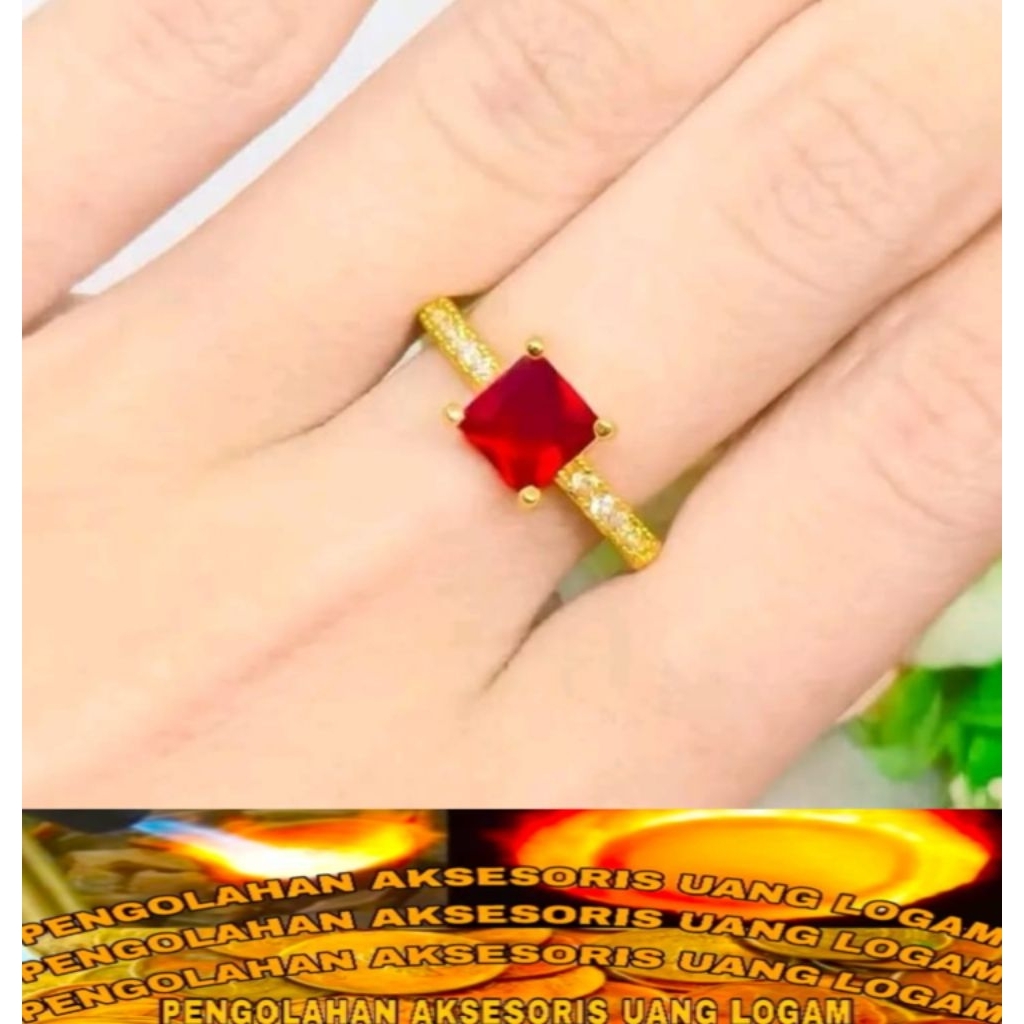 Cincin wanita model mata Satu bahan koin Logam ori Lapis emas 24k anti karat