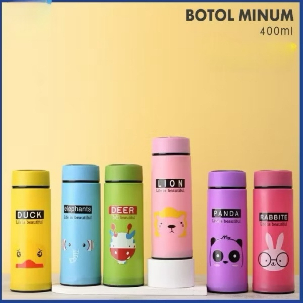 Botol Minum Kaca Animal/Tumbler Unik Motif Hewan 450ml (HA1643)