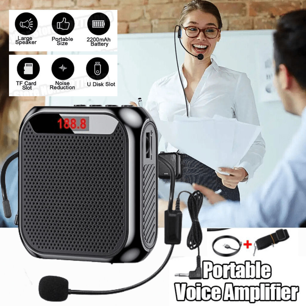 TaffSTUDIO Bluetooth Speaker Pinggang Mic Wireless Untuk Guru Mengajar di Kelas Amplifier LED - K6