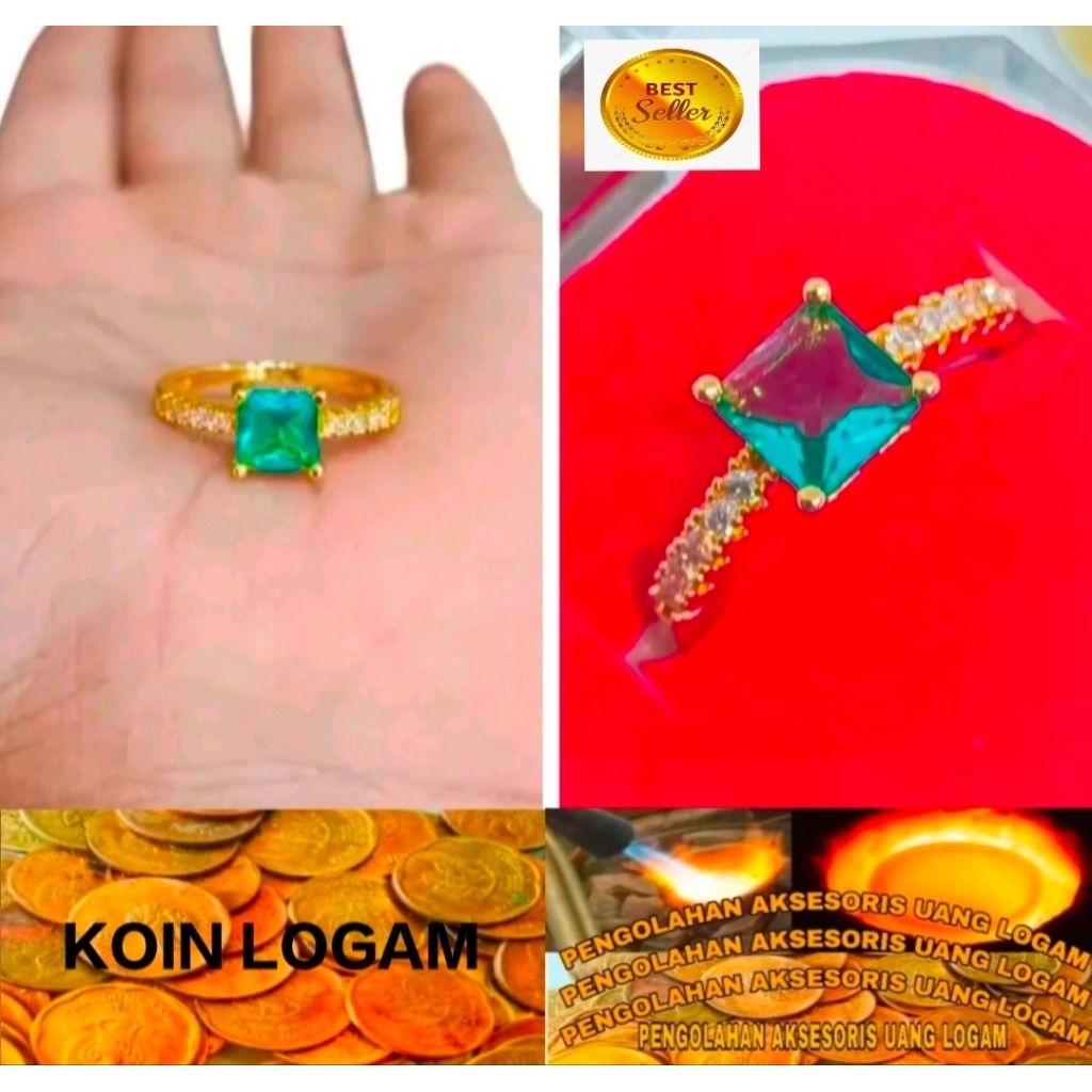 Cincin Wanita Anti Karat Lapis Emas Terbaru Koin 91 Ori Tidak Luntur Perhiasan Elegan Mewah Kekinian