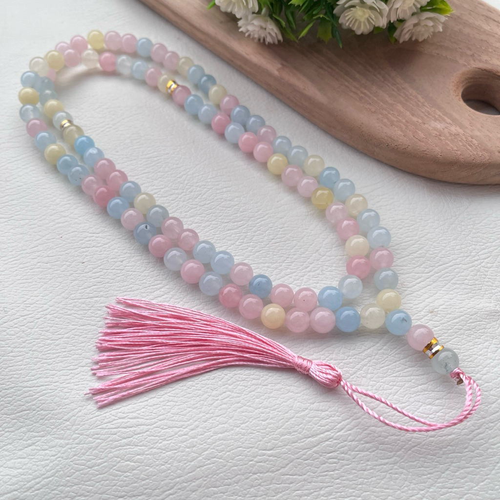 Tasbih Batu Alam Rumbai Tasbih Batu Natural Morganite Tasbih 99butir Tasbih Batu Natural asli