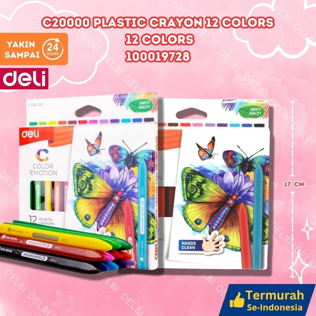 

Deli krayon segitiga EC20000 Krayon Plastic 12 Warna Cerah Bentuk segitiga ergonomis