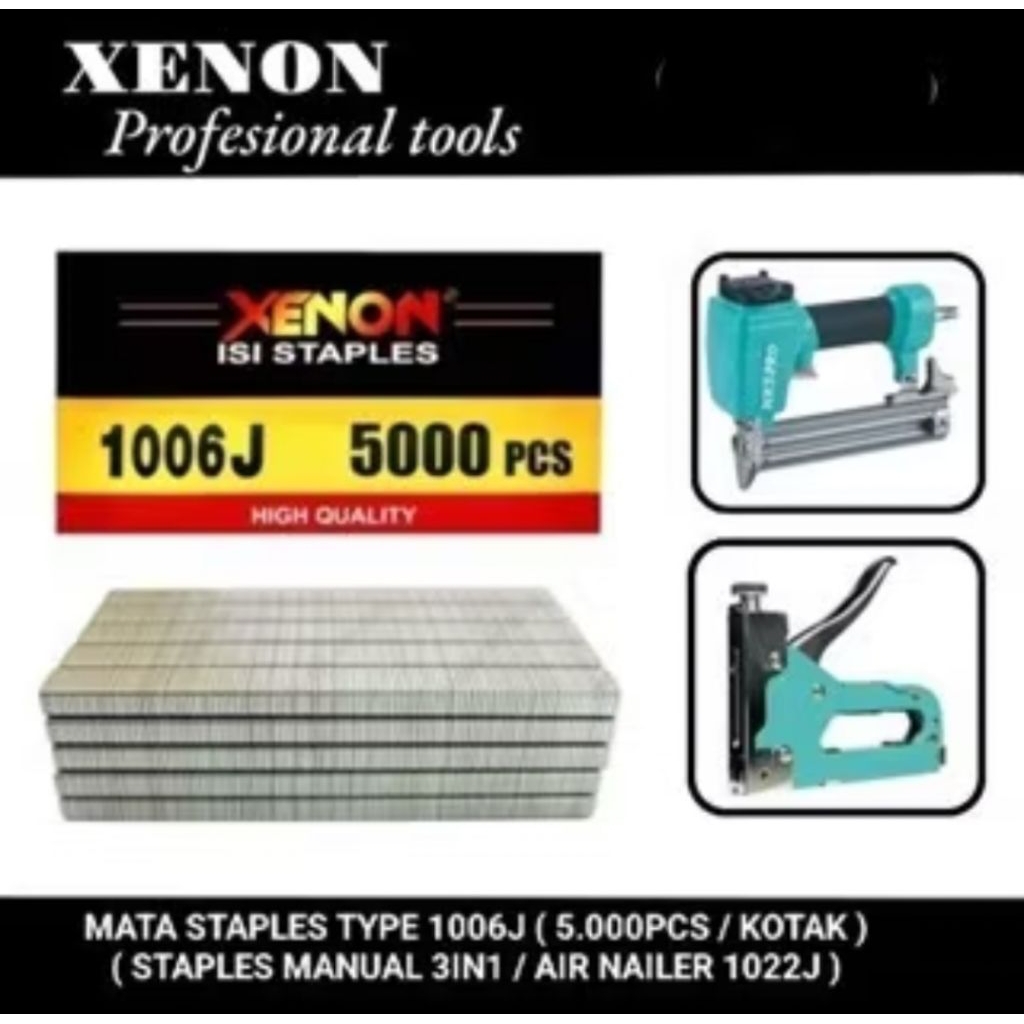 

XENON (5000pcs) REFILL isi staples paku tembak 1006J 1008J air nailer staples 3in1 (HARGA PER UKURAN)