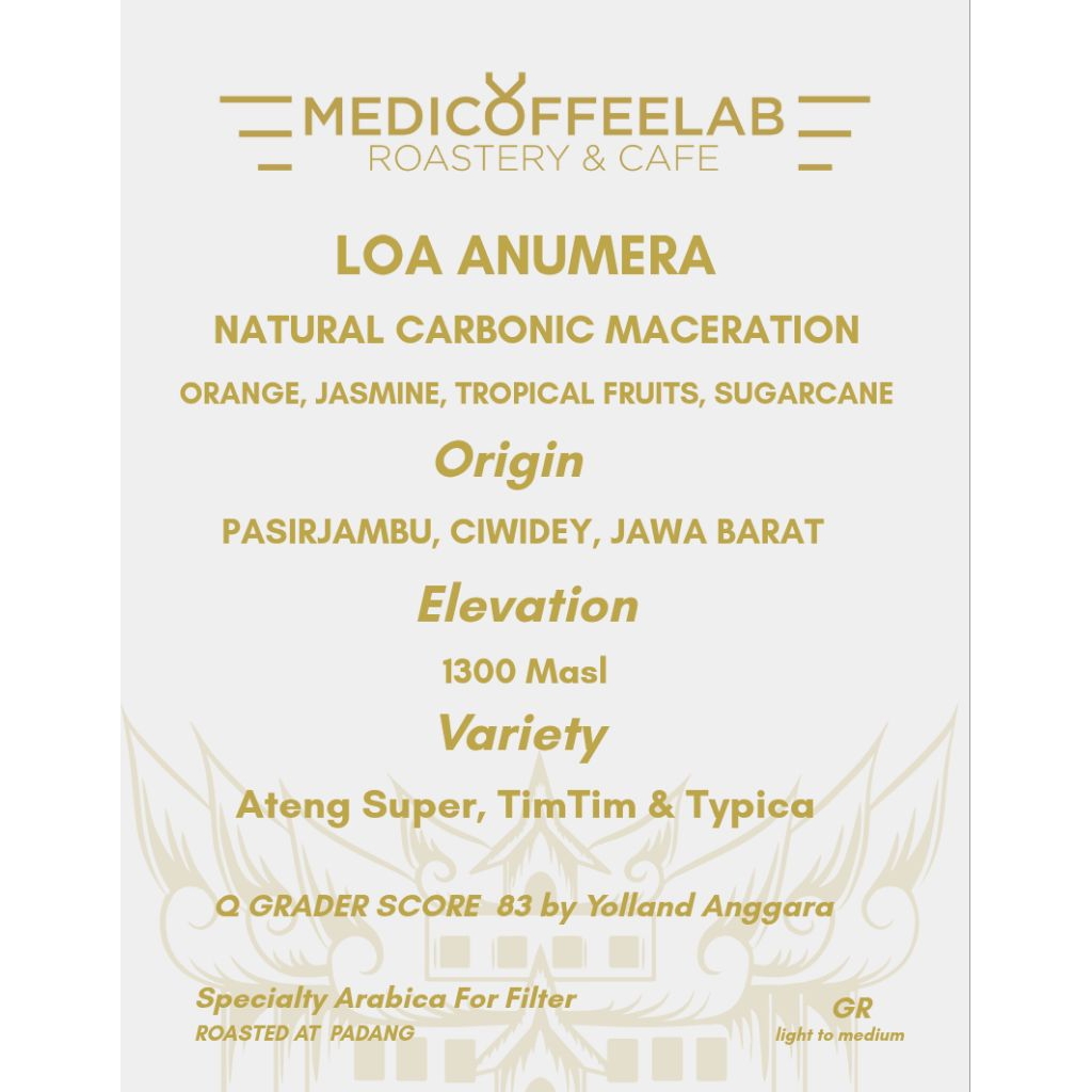 

KOPI ARABICA SPECIALTY LOA ANUMERA / 200GR/ COFFEE