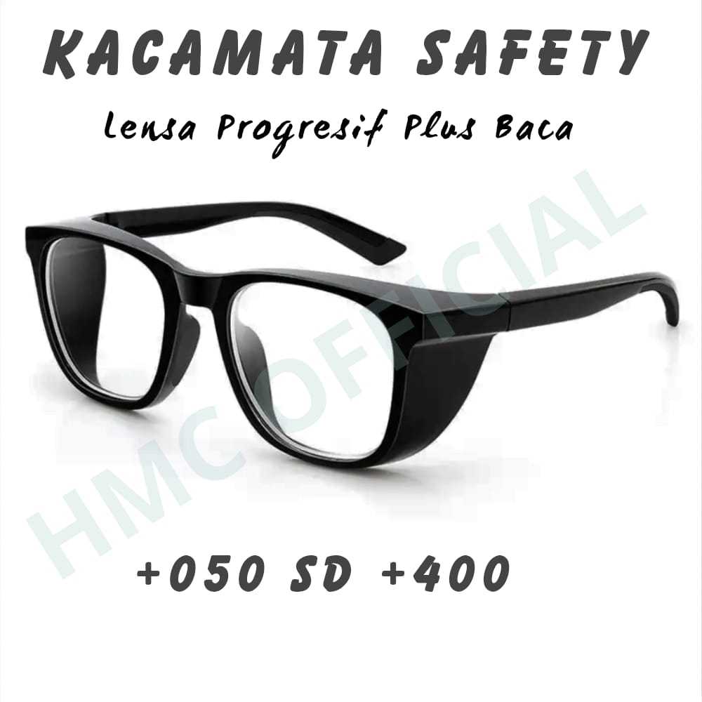 Kacamata Safety Bening Anti Debu Photocromic Anti Radiasi Lensa Baca Plus Progresif