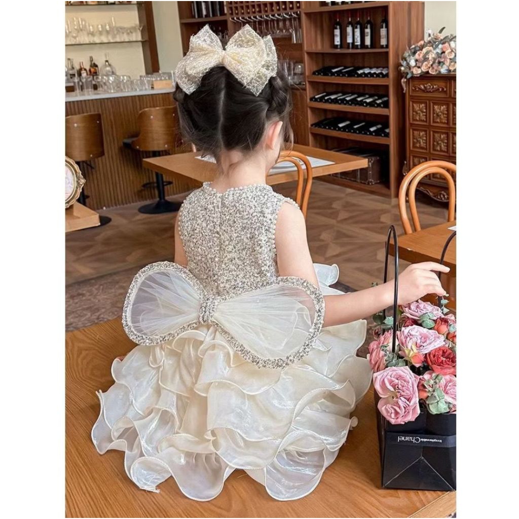 DRESS PESTA ANAK KUPU GOLD